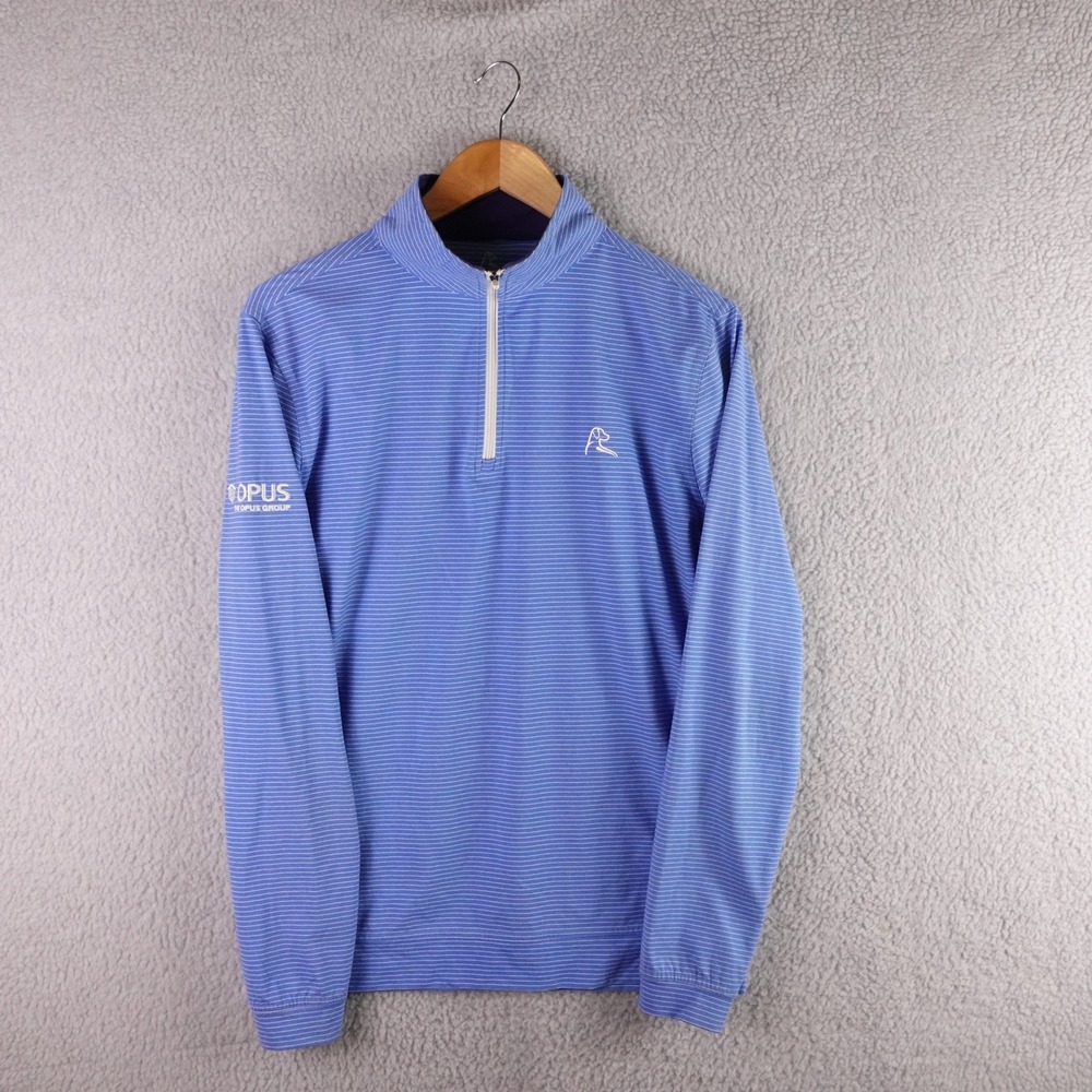 Rhoback Mens Small Blue Striped Quarter Zip Pullover Opus Group Performance Golf